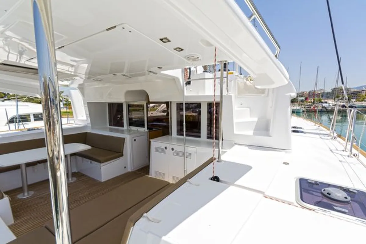 Deck of Anna Tessa, a Lagoon 450 F catamaran at Municipal Unit of Ellomenos, Greece