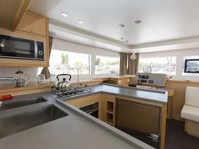 Galley of Anna Tessa, a Lagoon 450 F catamaran at Ellomenos, Greece