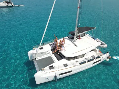 Exterior view of Geo, a Lagoon 40 catamaran at Puntone di Scarlino, Italy