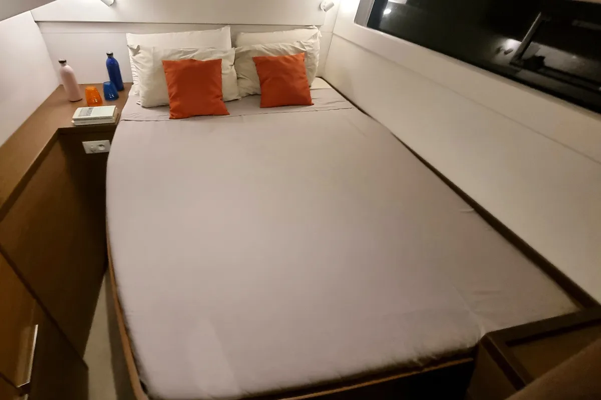 Cabin on Geo, a Lagoon 40 catamaran at Puntone di Scarlino, Italy