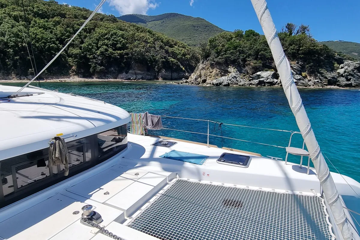 Deck of Geo, a Lagoon 40 catamaran at Puntone di Scarlino, Italy