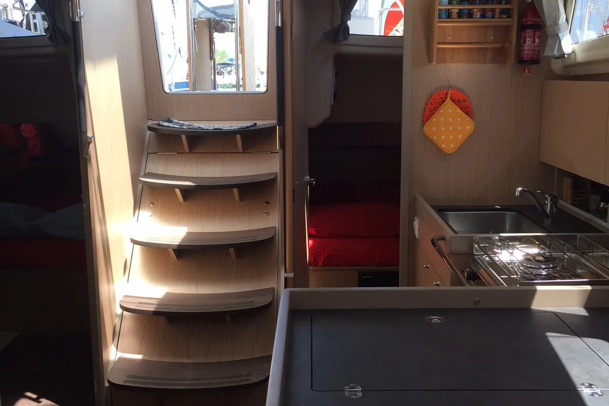 Galley of Tenuta delle Ripalte, a Beneteau Oceanis 41.1 sailboat at Cecina, Italy