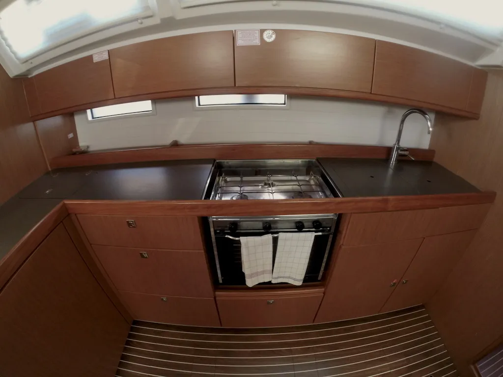 Galley of Eurydika, a Bavaria Cruiser 46 sailboat at Zadar, Croatia