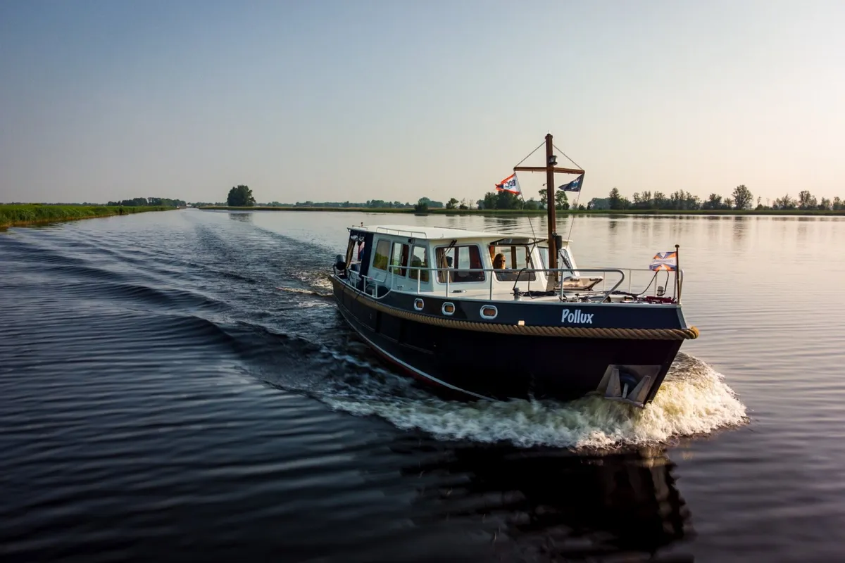 Exterior view of Pollux, a Barkas 1080 motorboat at Heukelum, Netherlands