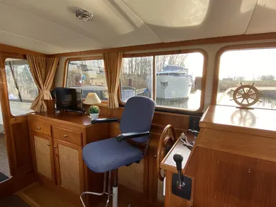 Salon of Pollux, a Barkas 1080 motorboat at Heukelum, Netherlands