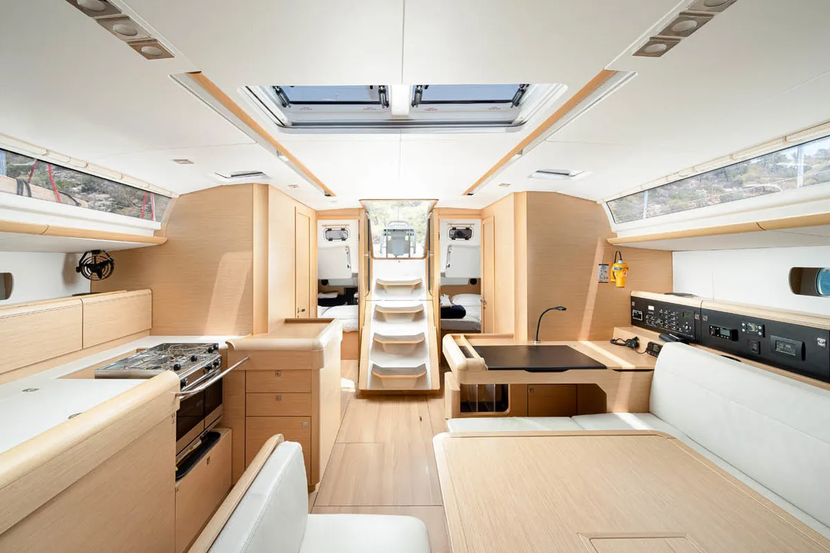 Galley of Aethra, a Jeanneau Sun Odyssey 519 sailboat at Athens, Greece