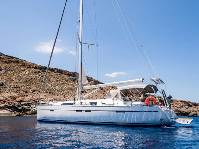 Exterior view of Ioli, a Bavaria 46 Cruiser sailboat at Athens, Greece