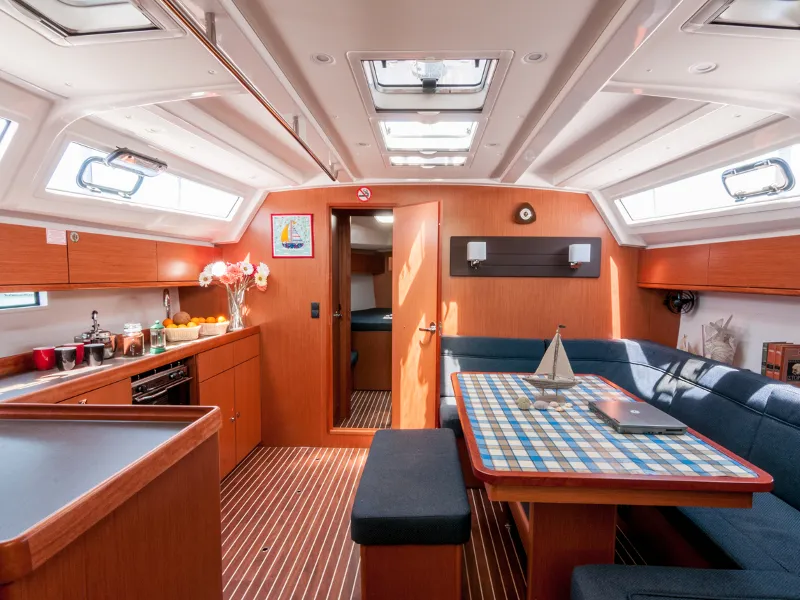 Salon of Ioli, a Bavaria 46 Cruiser sailboat at Athens, Greece