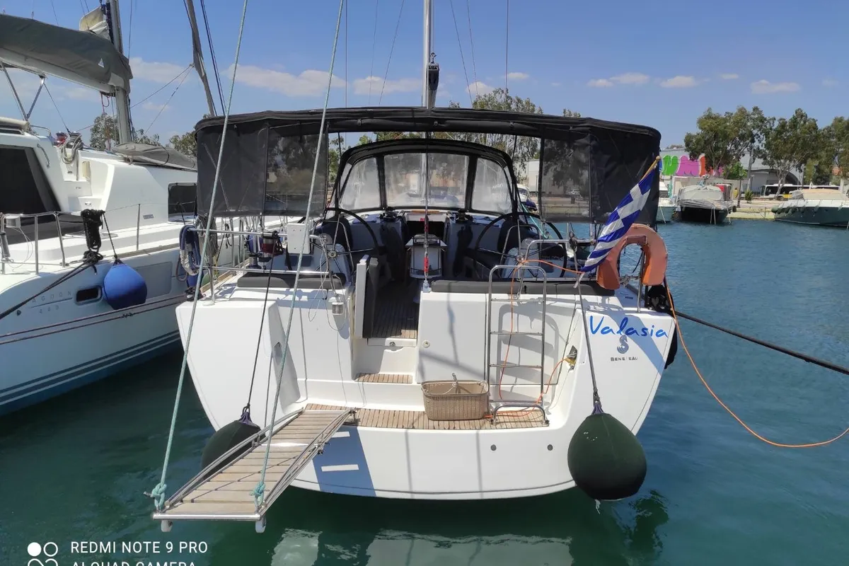 Exterior view of Valasia, a Beneteau Oceanis 54 sailboat at Municipal Unit of Elefsina, Greece