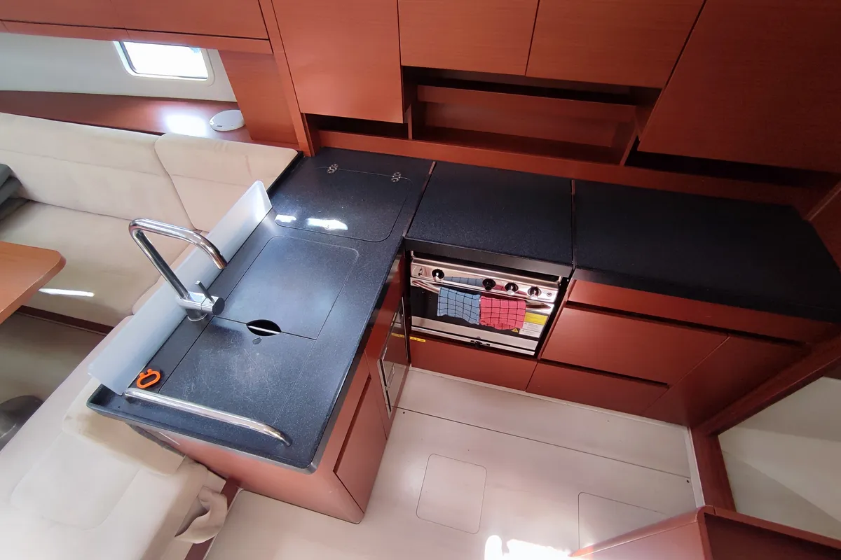 Galley of Astrea, a Hanse 458 sailboat at Lavrion, Greece