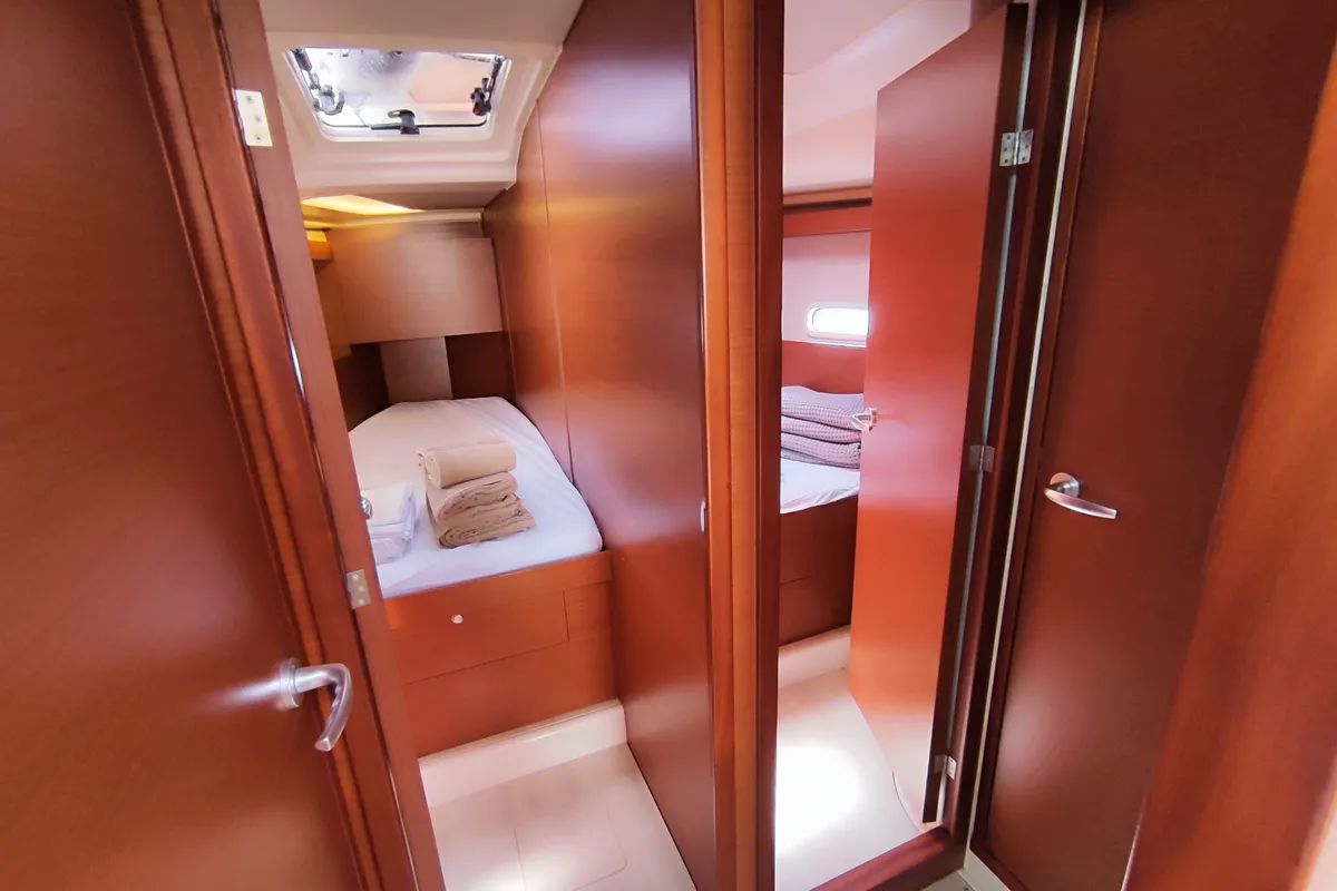 Cabin on Astrea, a Hanse 458 sailboat at Lavrion, Greece