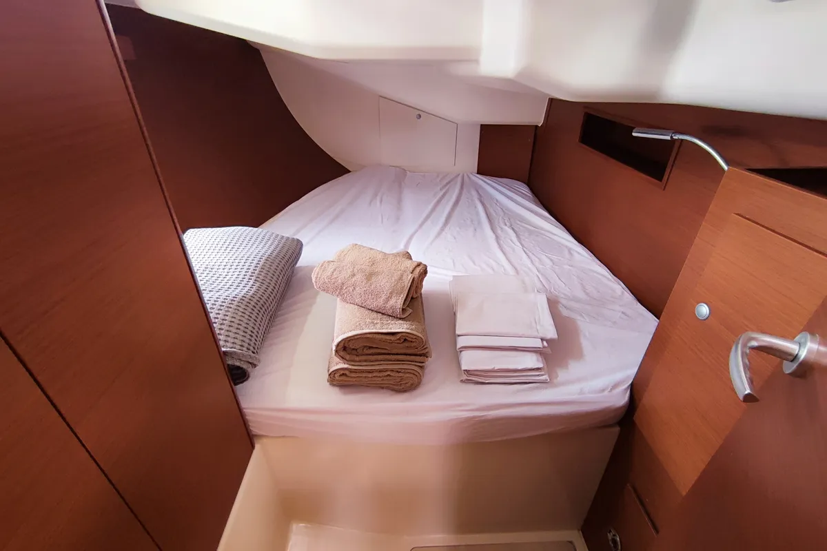 Cabin on Astrea, a Hanse 458 sailboat at Lavrion, Greece
