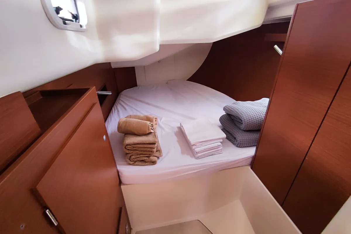 Cabin on Astrea, a Hanse 458 sailboat at Lavrion, Greece