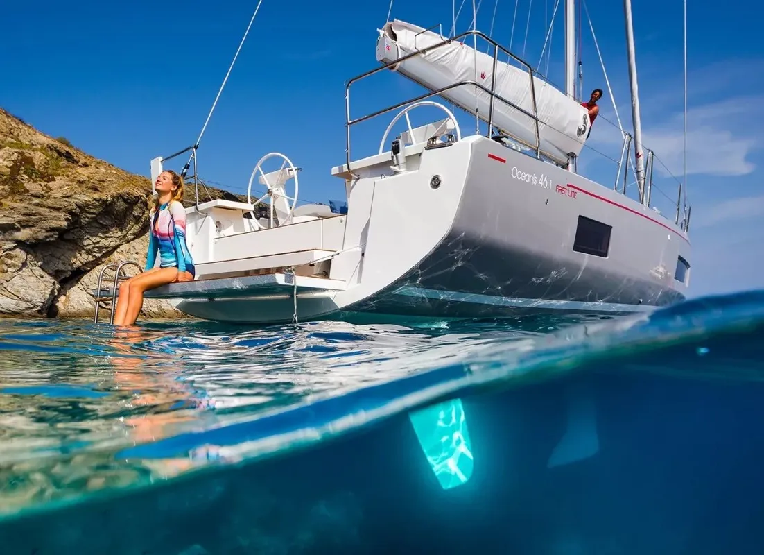 BIECKERT, a Beneteau Oceanis 46.1 sailboat at Sant Antoni de Portmany, Spain