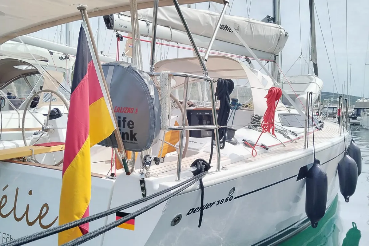Exterior view of Aurélie, a Dehler 38 SQ sailboat at Punat, Croatia
