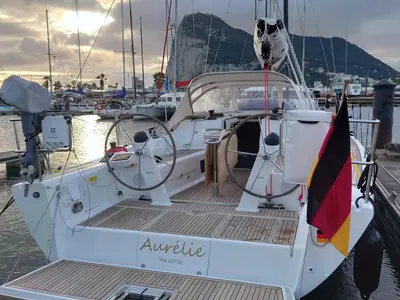 Cockpit of Aurélie, a Dehler 38 SQ sailboat at Punat, Croatia