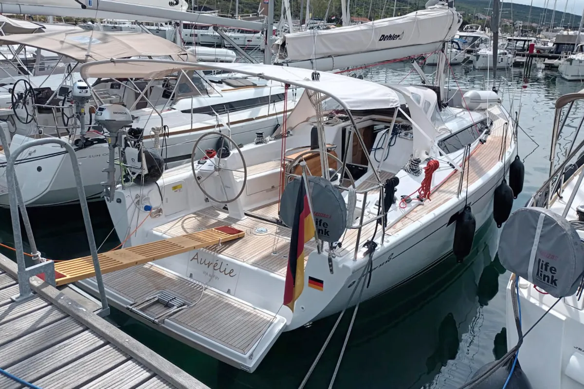 Exterior view of Aurélie, a Dehler 38 SQ sailboat at Punat, Croatia