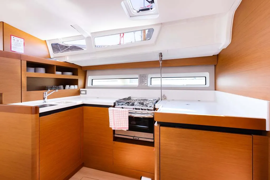 Salon of Lydia, a Jeanneau Sun Odyssey 490 sailboat at Lavreotiki Municipal Unit, Greece
