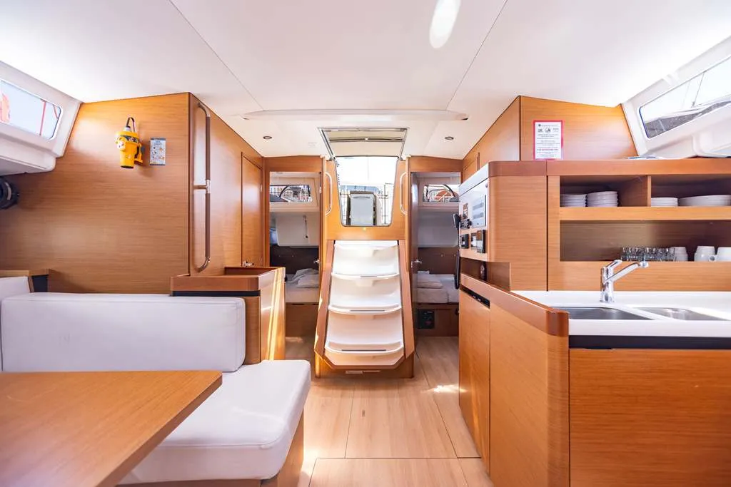 Galley of Lydia, a Jeanneau Sun Odyssey 490 sailboat at Lavreotiki Municipal Unit, Greece