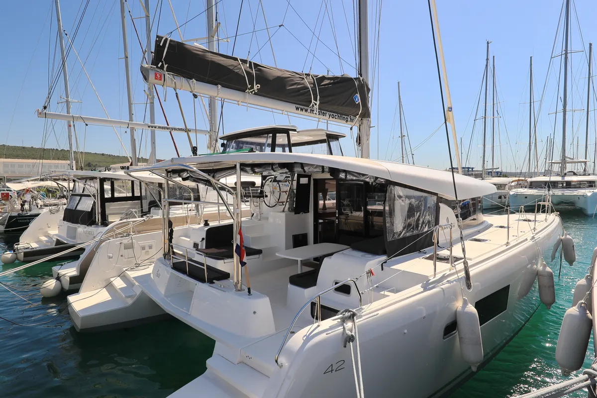 Exterior view of ZEUS, a Lagoon 42 catamaran at Općina Sukošan, Croatia