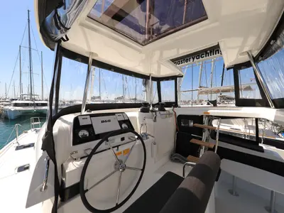 Cockpit of ZEUS, a Lagoon 42 catamaran at Općina Sukošan, Croatia