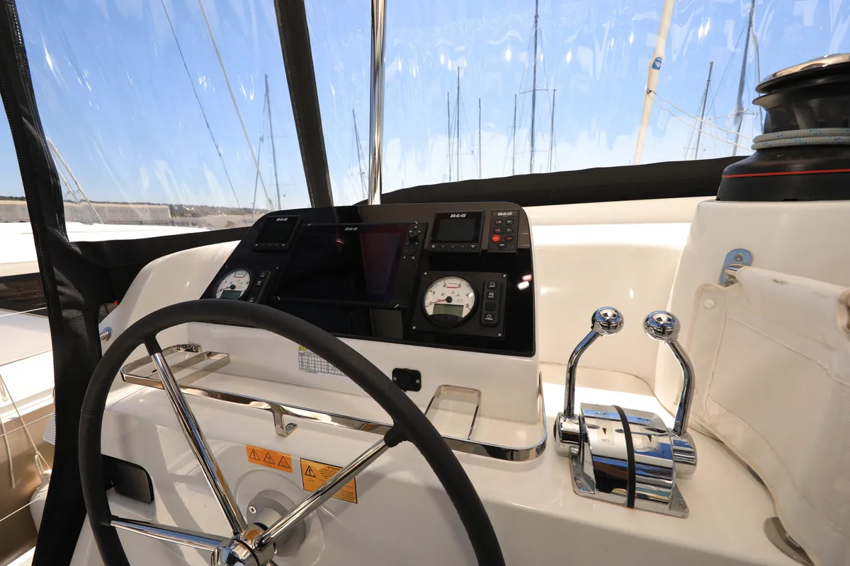 Cockpit of ZEUS, a Lagoon 42 catamaran at Općina Sukošan, Croatia