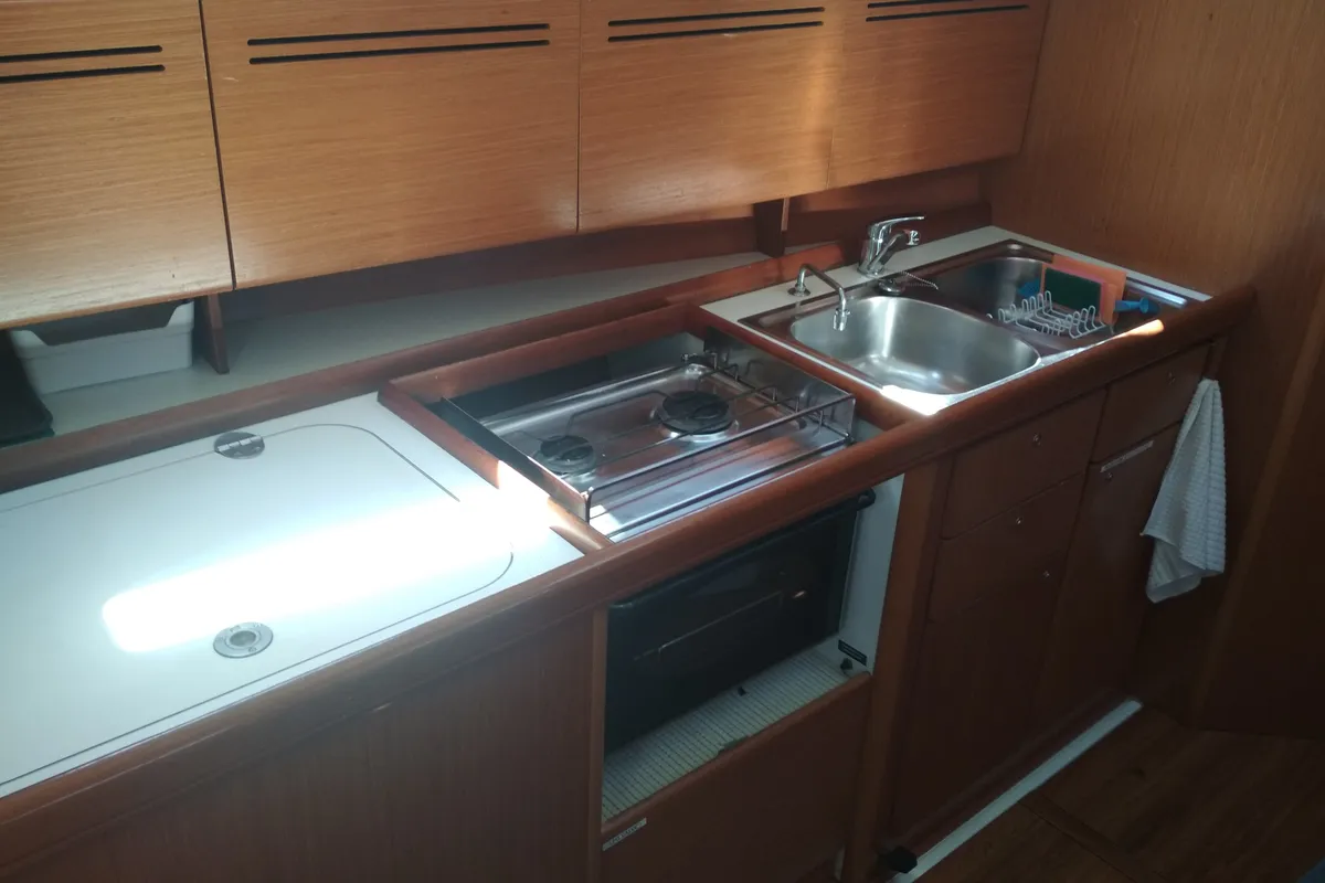 Galley of Barbera, a Beneteau Cyclades 43.4 sailboat at Volos, Greece
