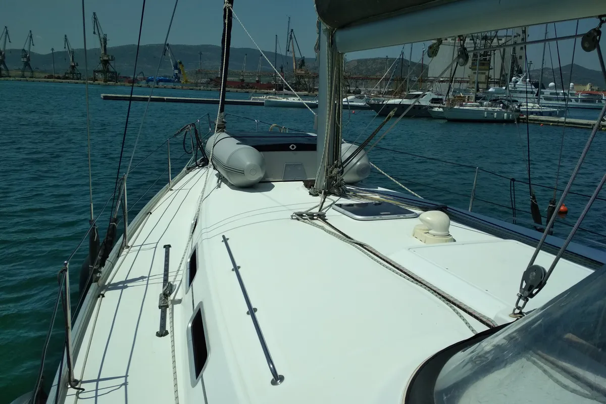 Deck of Barbera, a Beneteau Cyclades 43.4 sailboat at Volos, Greece