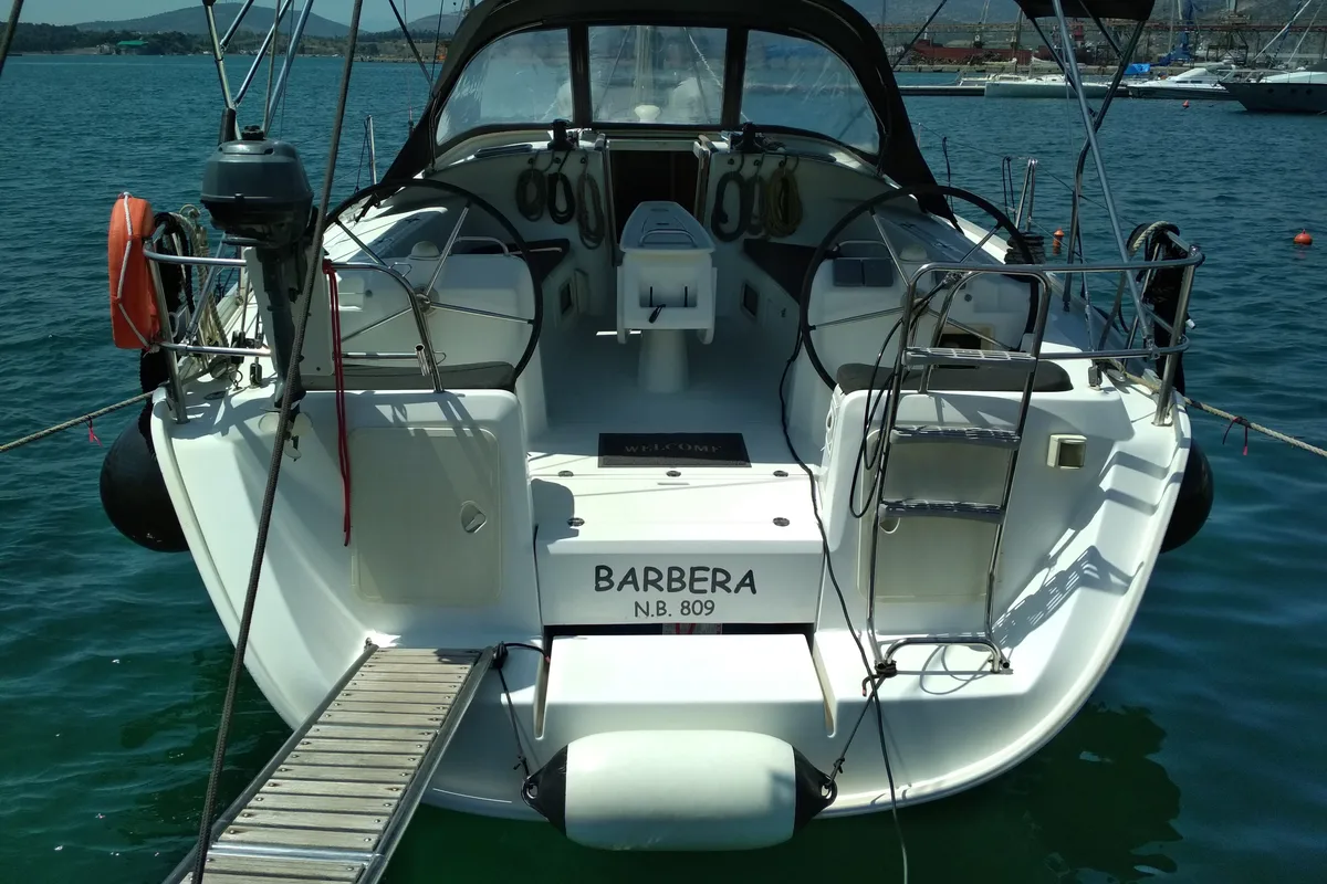 Exterior view of Barbera, a Beneteau Cyclades 43.4 sailboat at Volos, Greece