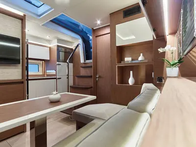 Salon of Giorgia, a Jeanneau Leader 46 motorboat at Bacoli, Italy