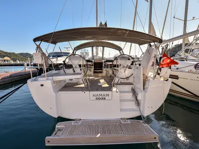 Deck of Hamam, a Hanse 508 sailboat at Fethiye, Turkey