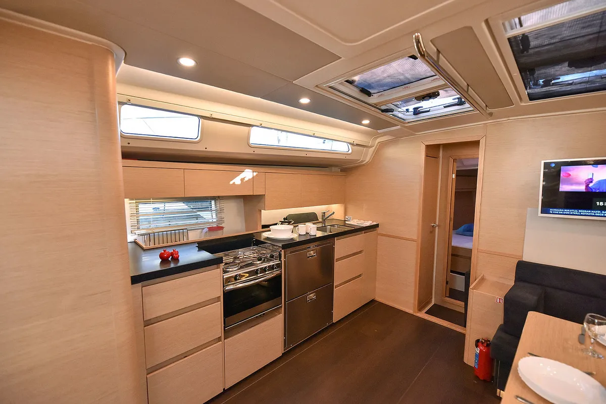 Galley of Hamam, a Hanse 508 sailboat at Fethiye, Turkey