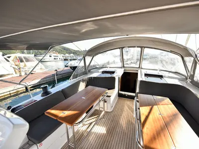 Cockpit of Hamam, a Hanse 508 sailboat at Fethiye, Turkey