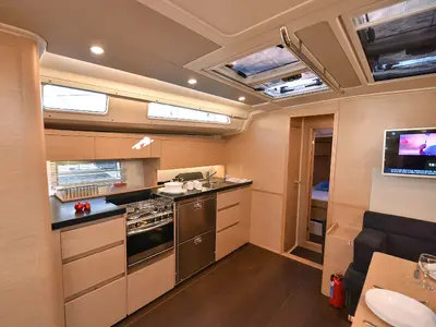 Galley of Hamam, a Hanse 508 sailboat at Fethiye, Turkey