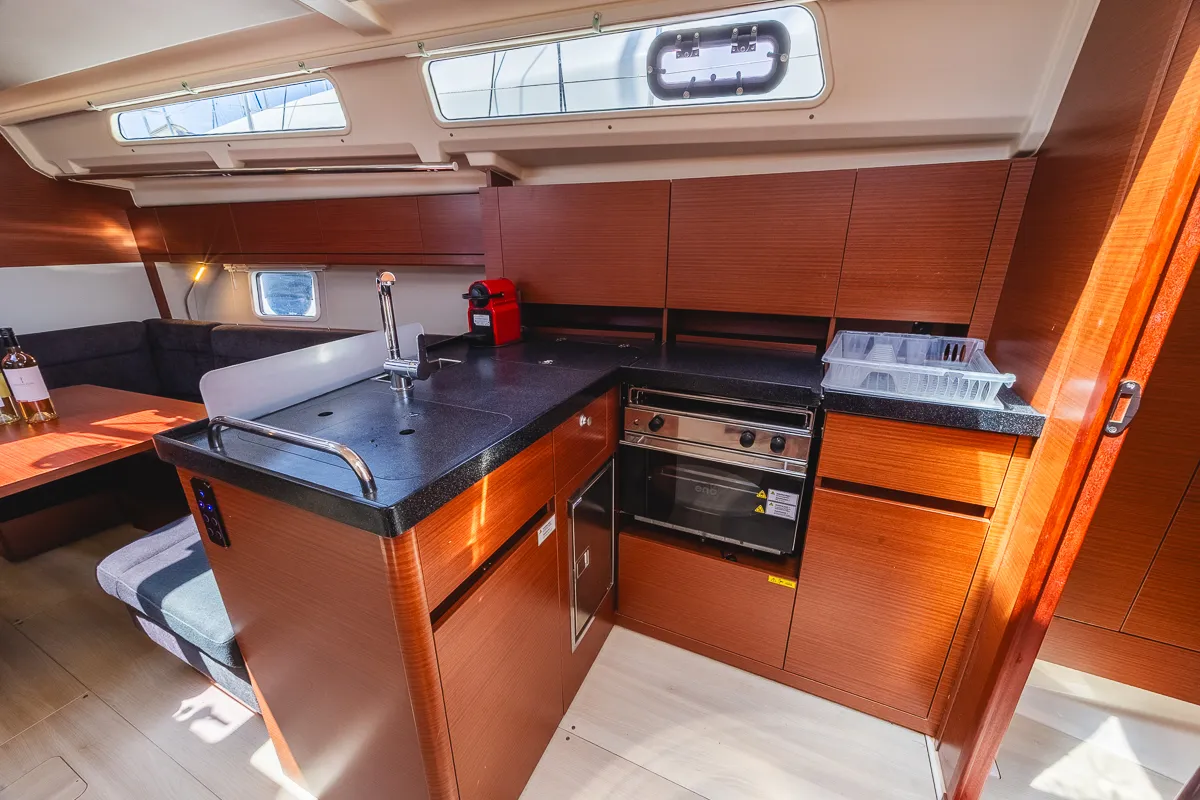 Galley of Dafne, a Hanse 418 sailboat at Municipal Unit of Lefkada, Greece