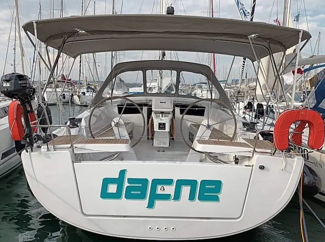 Exterior view of Dafne, a Hanse 418 sailboat at Municipal Unit of Lefkada, Greece