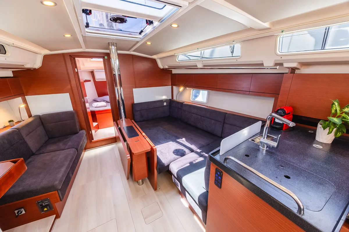 Salon of Dafne, a Hanse 418 sailboat at Municipal Unit of Lefkada, Greece