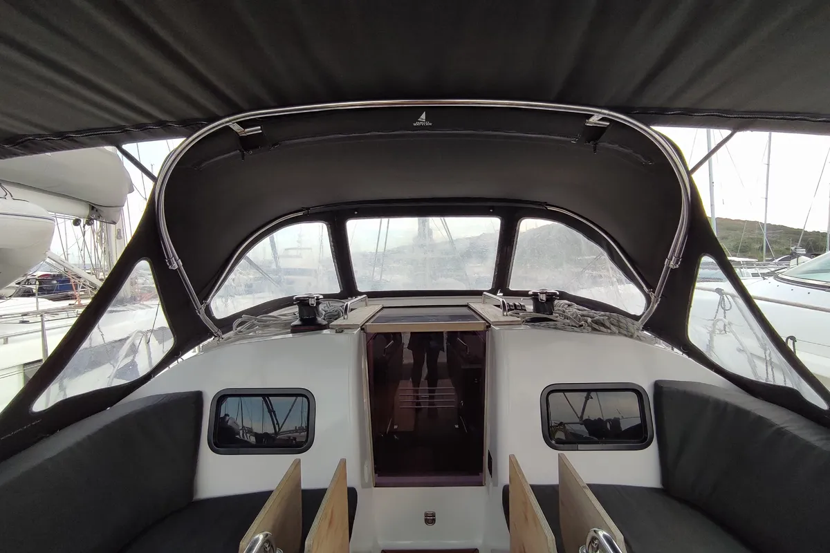 Ariadne, a Elan Impression 45.1 sailboat at Lavrion, Greece
