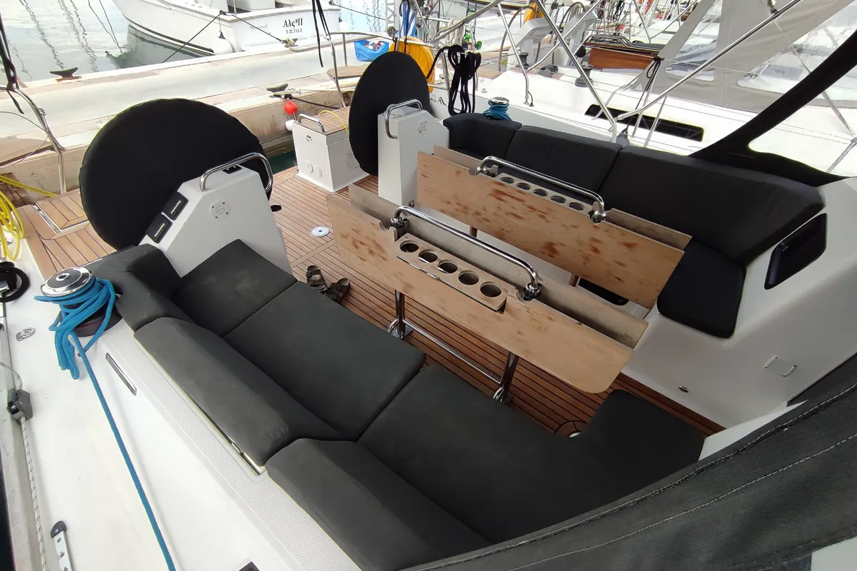 Cabin on Ariadne, a Elan Impression 45.1 sailboat at Lavrion, Greece