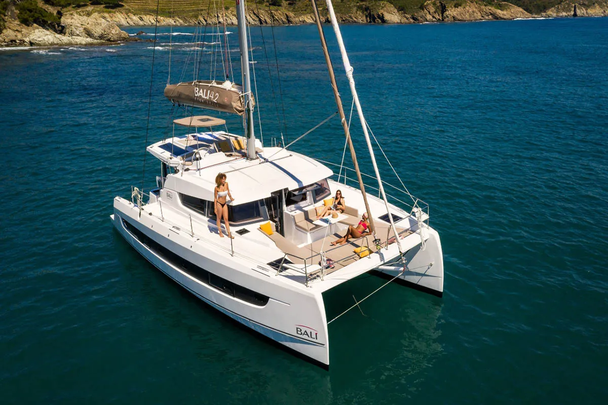 Exterior view of Lizzy, a Bali 4.2 catamaran at Seget Donji, Croatia