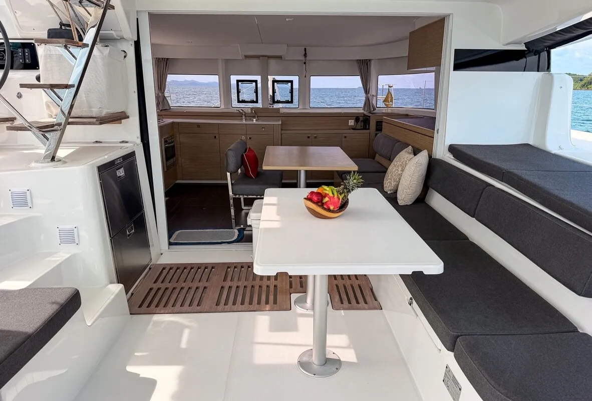 Salon of Cloud Dancer 2, a Lagoon 43 catamaran at Pa Khlok, Thailand