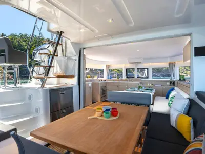 Salon of Cloud Dancer 2, a Lagoon 43 catamaran at Pa Khlok, Thailand