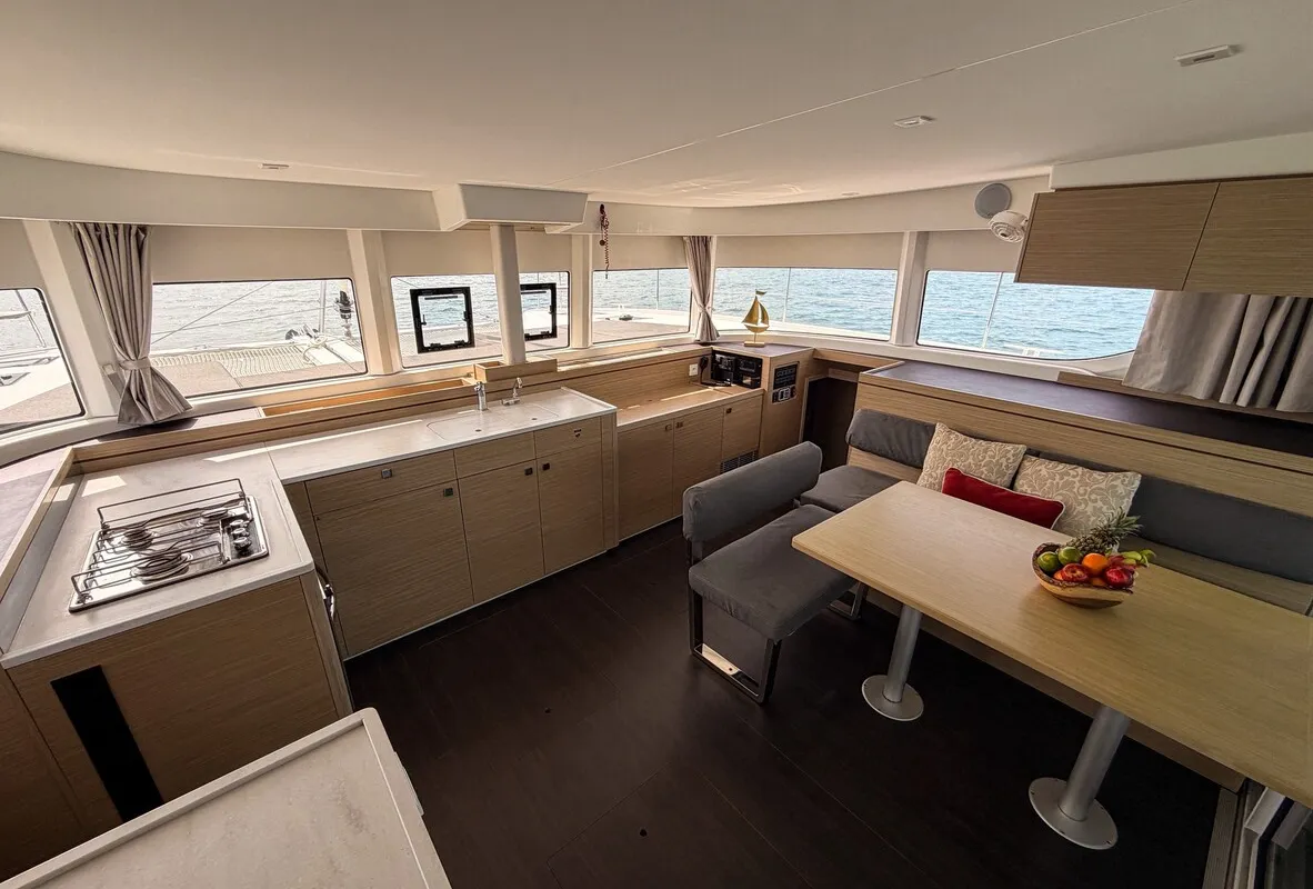 Salon of Cloud Dancer 2, a Lagoon 43 catamaran at Pa Khlok, Thailand