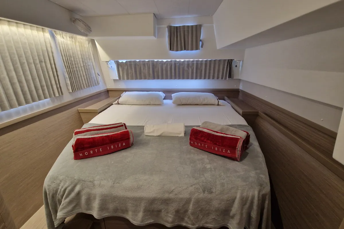 Cabin on Best Elli, a Lagoon 42 catamaran at Sant Antoni de Portmany, Spain