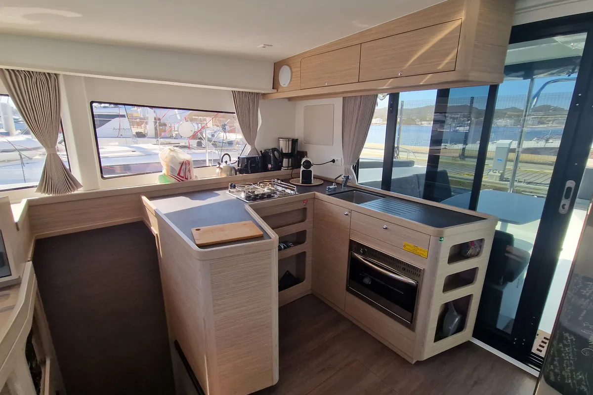 Galley of Best Elli, a Lagoon 42 catamaran at Sant Antoni de Portmany, Spain