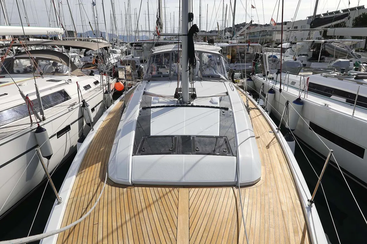 Deck of Maya, a Beneteau Oceanis 46.1 sailboat at Municipal Unit of Lefkada, Greece