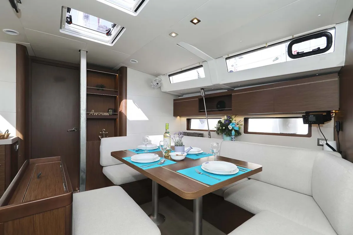 Salon of Maya, a Beneteau Oceanis 46.1 sailboat at Municipal Unit of Lefkada, Greece