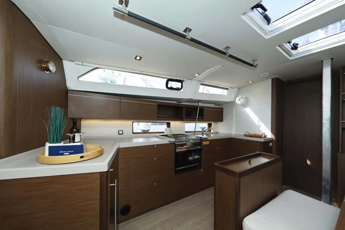 Galley of Maya, a Beneteau Oceanis 46.1 sailboat at Municipal Unit of Lefkada, Greece