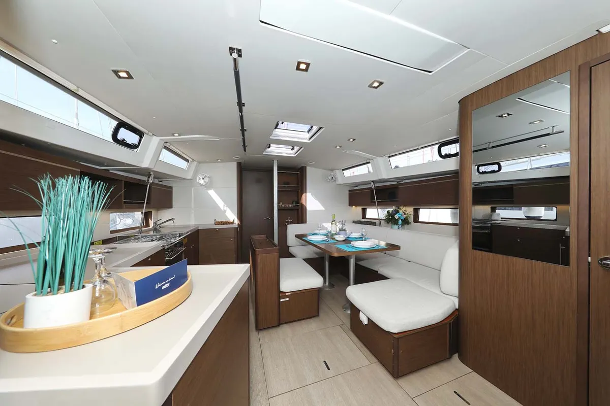 Salon of Maya, a Beneteau Oceanis 46.1 sailboat at Municipal Unit of Lefkada, Greece