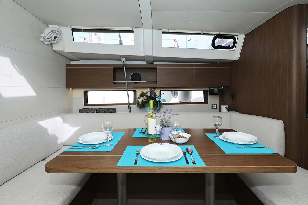 Salon of Maya, a Beneteau Oceanis 46.1 sailboat at Municipal Unit of Lefkada, Greece